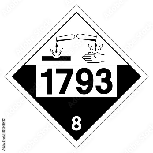 UN1793 Class 8 Isopropyl Acid Phosphate Symbol Sign, Vector Illustration, Isolate On White Background Label.EPS10