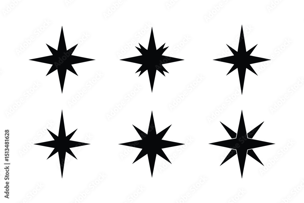 Fototapeta premium set of black silhouettes of stars