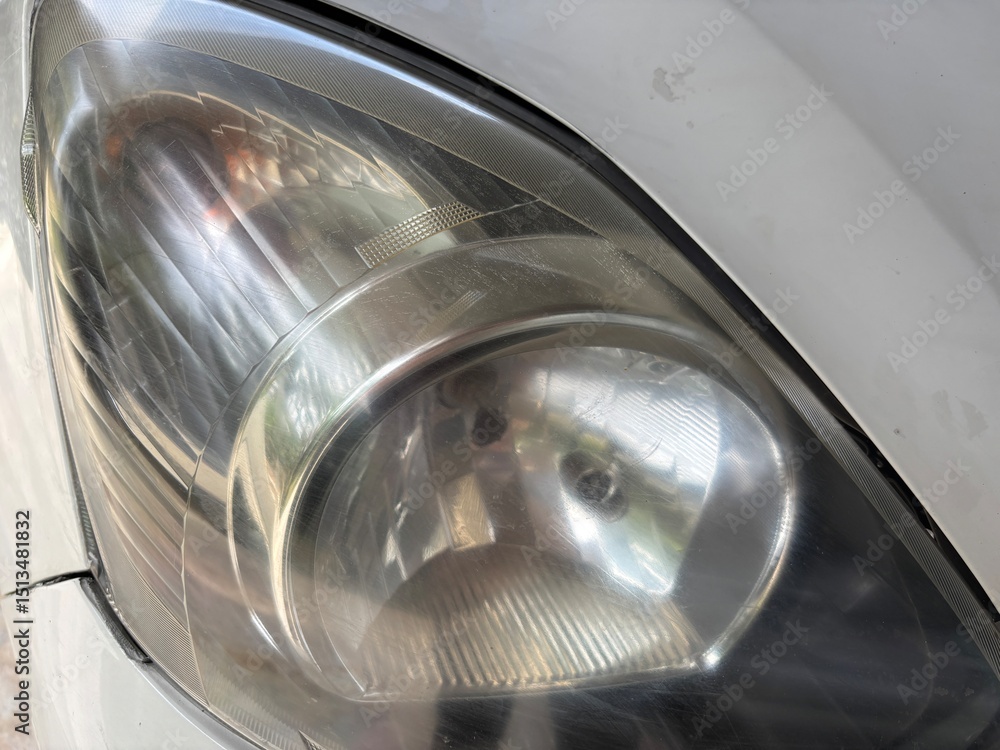 Close-up of oxidized car headlight Close-up of oxidized car headlight