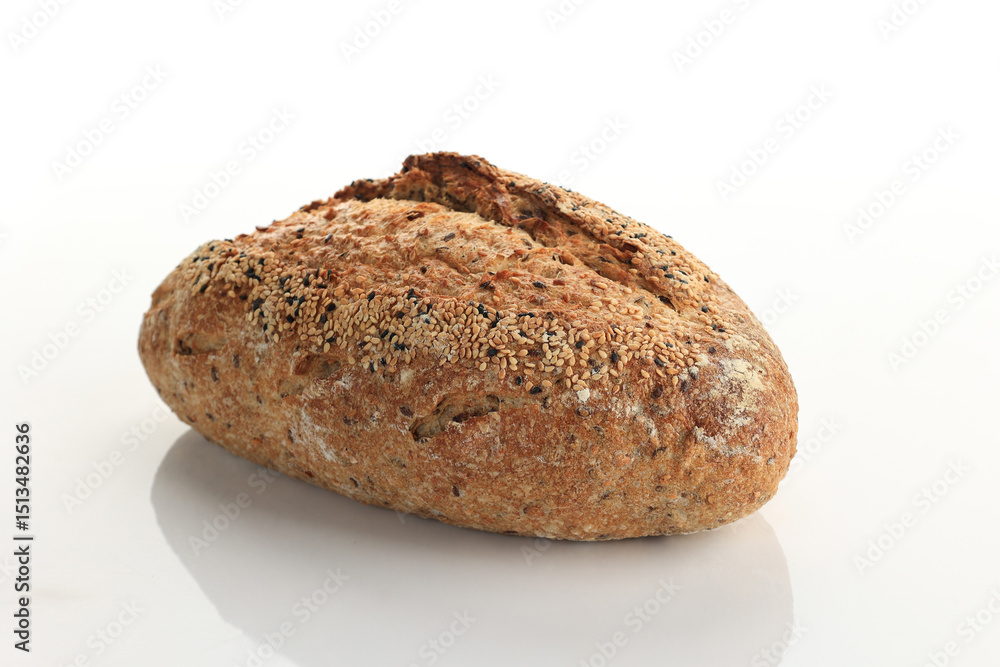 Artisan Multi Grain Bread on White Table Artisan Multi Grain Bread on White Table