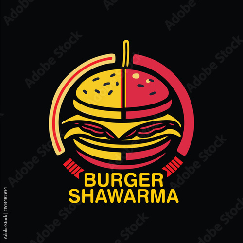 Burger and Shawarma Logo Design in Vector Illustrator Style