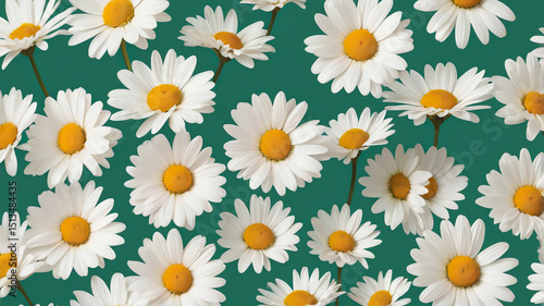 white daisies on green background