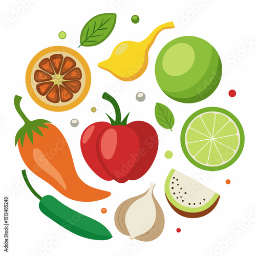 National Fajita Day Vector Illustration of Sizzling Fajitas and Ingredients