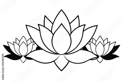 Elegant Lotus Flower Line Art Illustration for Meditation and Spirituality