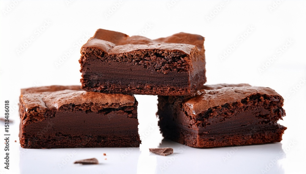 rich chocolate brownies on a white background rich chocolate brownies on a white background