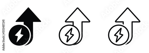 Energy increase vector icons. Energy increase illustrations