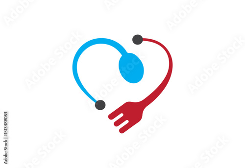 Food and Heart Health Icon Logo Design – Nutrition and Wellness Symbol, Healthy Lifestyle Vector Emblem, SVG File for Branding