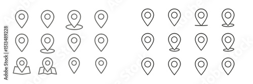 Collection of simple location markers in various styles for design and mapping applications