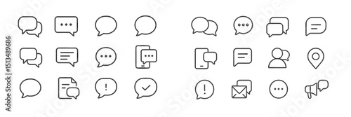 Icons representing communication tools and social interactions in a modern digital landscape featuring speech bubbles and notifications