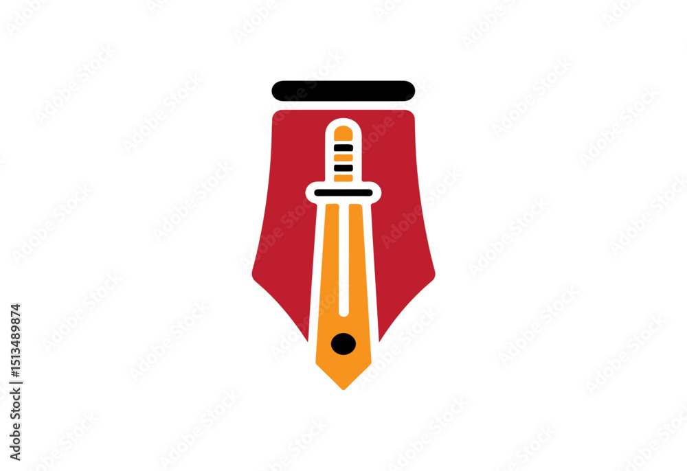 Obraz premium Pen and Sword Logo – Creative SVG Icon Design for Writing, Justice, Journalism, Publishing, Law, and Editorial Branding Projects
