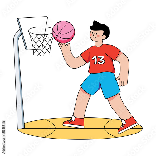 Basketball goal illustration in editable style