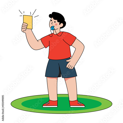 A unique design illustration of penalty card hold by a person, referee vector 