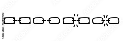 Break chain link icon simple set. Weak disconnect line broken gap unlink collection. Vector illustration