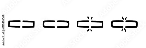 Break chain link icon disconnect set. Weak disconnect line broken gap unlink collection. Vector illustration