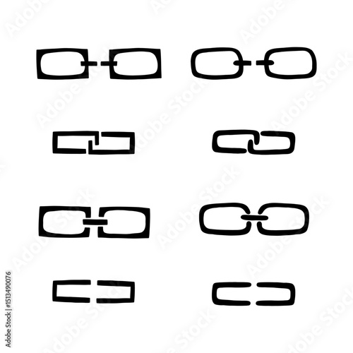Break chain link line icon set. Weak disconnect line broken gap unlink collection. Vector illustration