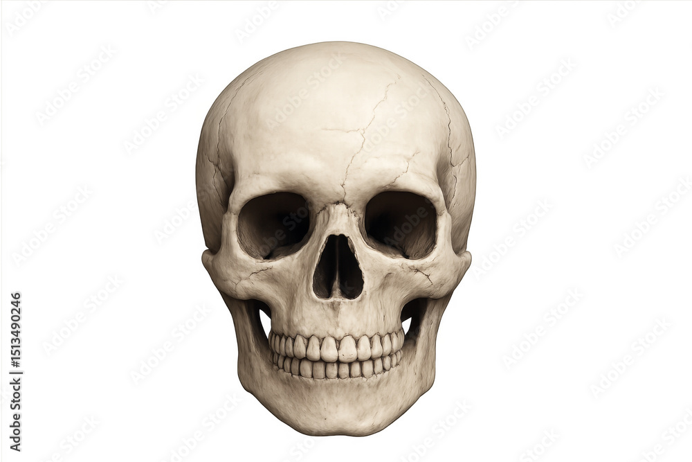 Fototapeta premium Human skull facing forward on transparent background