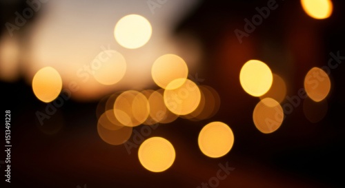 Golden Bokeh Background: Soft Blurred Fairy Lights, Dreamy Atmosphere