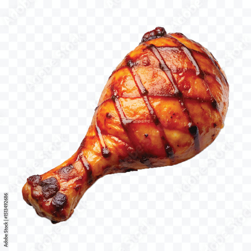 realistic barbecue grill chicken leg isolated on a transparent background	
