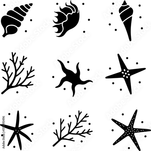 Sea Animals Silhouettes Collection vector bundle design