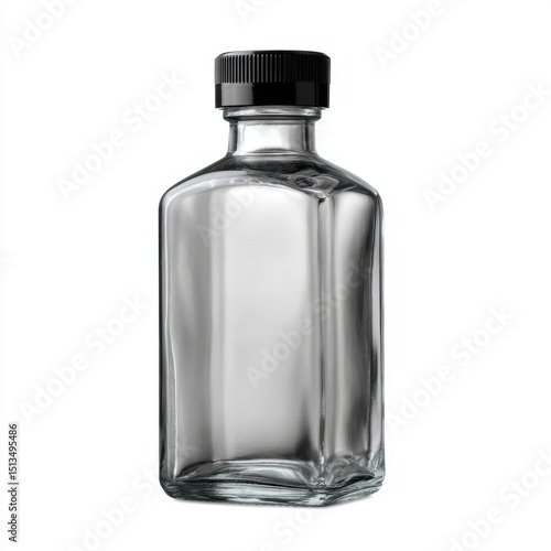 Wallpaper Mural Empty Clear Glass Bottle with Black Cap Torontodigital.ca