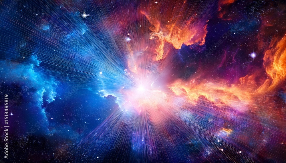 Fototapeta premium abstract background with nebula and stars colorful illustration