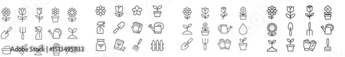 Gardening icons showcasing essential tools and plants for every gardening enthusiast