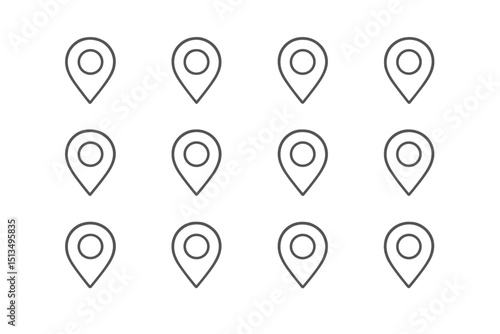 Free Download Multiple location markers arranged in a grid pattern on a plain background for navigation purposes - GFXLoad