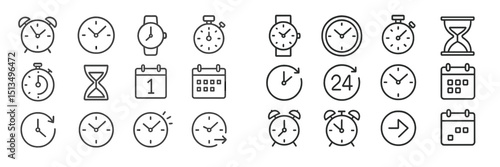 Various timekeeping symbols displayed creatively in a simple and minimalist style