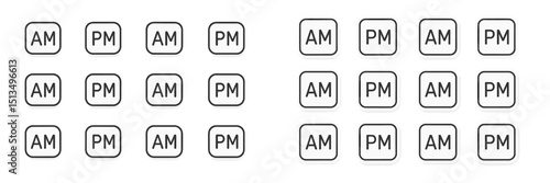 Multiple displays showing AM and PM time designations in a clear grid format for easy reading