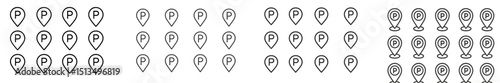 Parking location markers arranged in a grid pattern for easy navigation and identification in urban areas