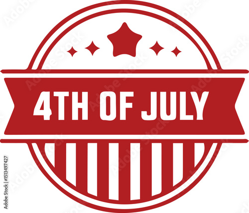 Vintage Red 4th of July Badge Design with Stars and Stripes