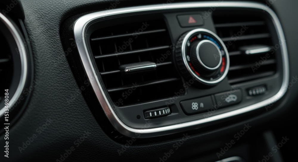 Close-up of car air conditioning vent with temperature controls and buttons Close-up of car air conditioning vent with temperature controls and buttons