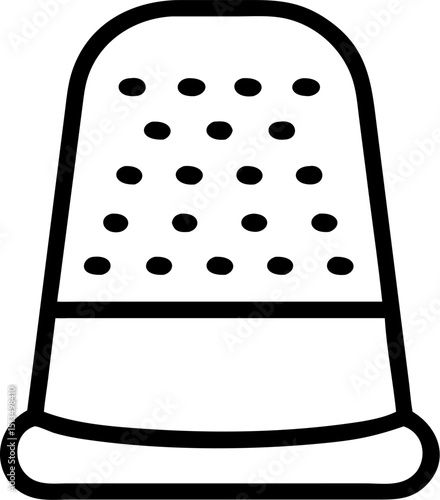 sewing thimble vector outline icon on white or transparent background	