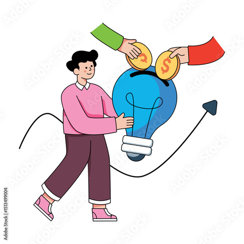 A colored design illustration of crowdfunding 