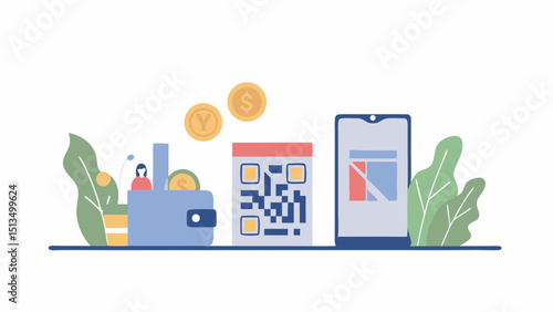 Secure Digital Payments Wallet App QR Code Scan Mobile Transactions Financial Technology Contactless Money