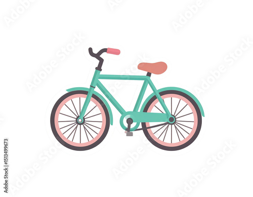 Sticker Icon of Cute Cartoon Bicycle
