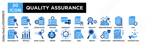 Quality assurance icon collection set. Inspection, Audit, Compliance, Testing, Feedback