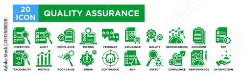 Quality assurance icon collection set. Inspection, Audit, Compliance, Testing, Feedback