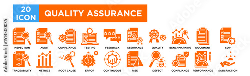 Quality assurance icon collection set. Inspection, Audit, Compliance, Testing, Feedback