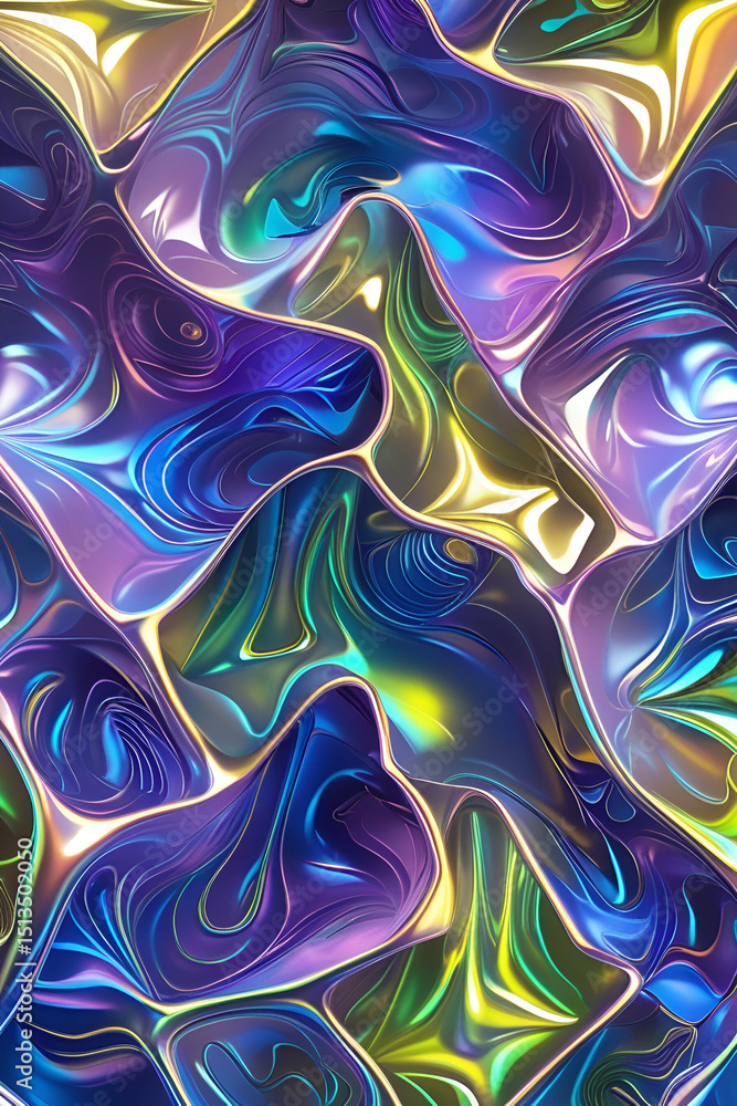 Obraz premium Vibrant iridescent swirls a mesmerizing abstract art design perfect for dynamic visuals