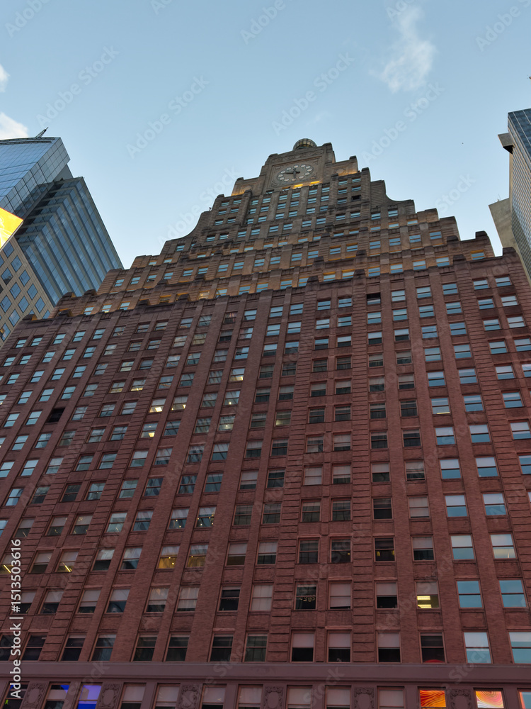 Modern office building. City center architecture. Building elevations. New York, USA.