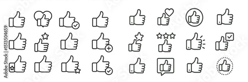 Various thumbs up icons representing approval and positivity in a clean, minimalistic design