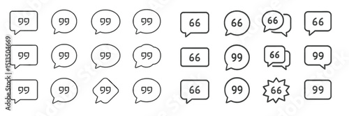 Various speech bubbles and quotation marks for graphic design elements and text presentation