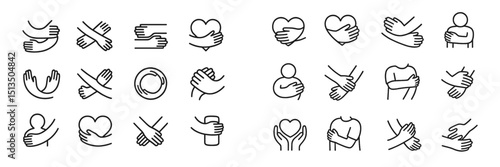 Embracing connection through diverse illustrations of hugs and warm gestures in various styles
