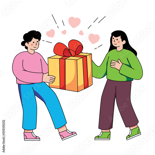 An illustration design of giving gift 