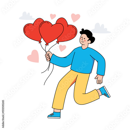 Heart balloons illustration, decorative accessory