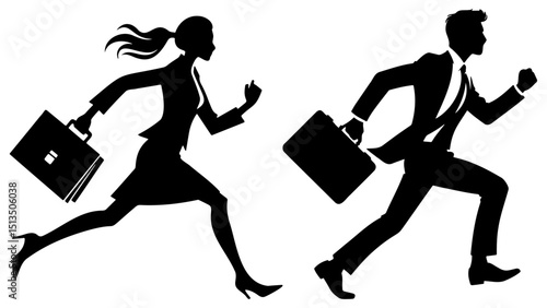 Business People Running Silhouette.