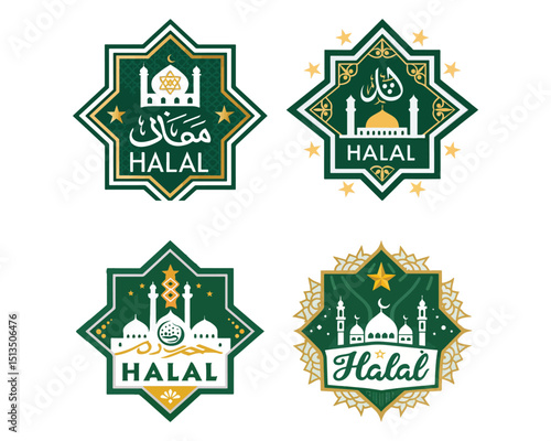 Halal food certified icon. Halal food labels Icon. Halal icon, Vector illustration