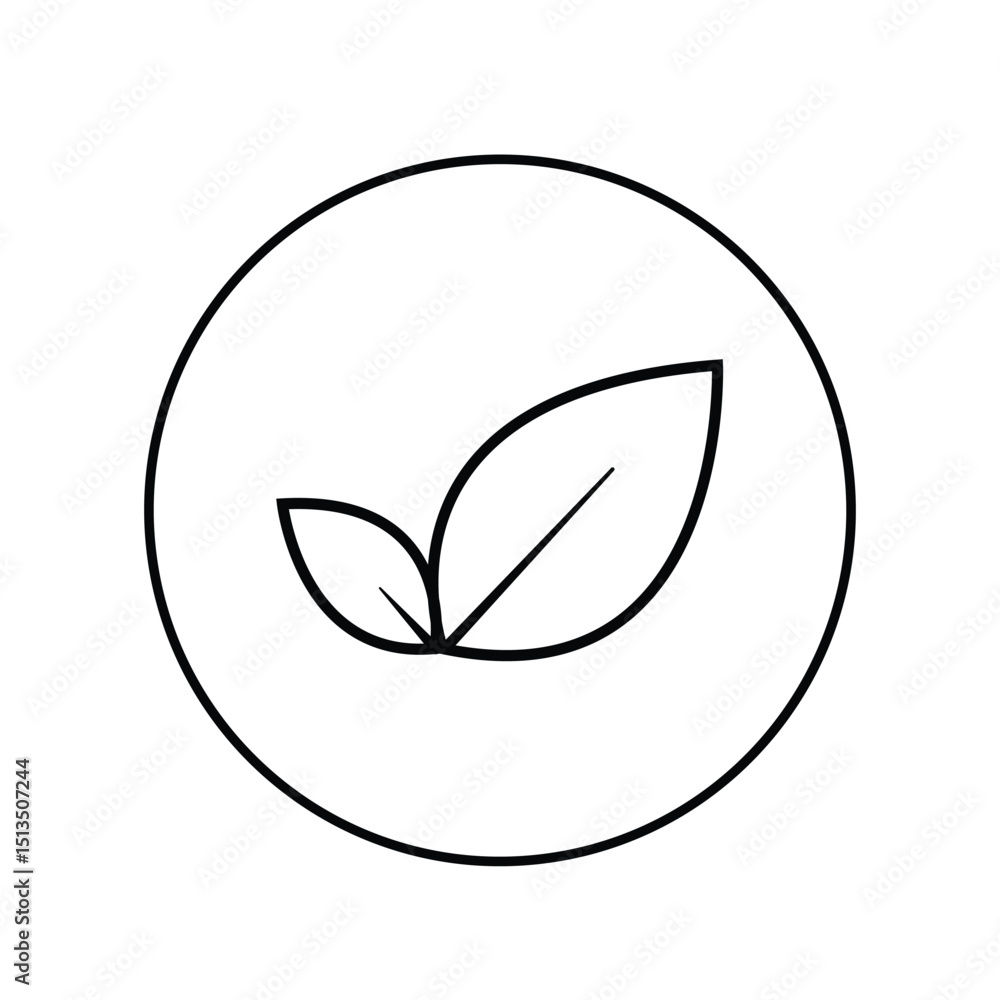 Minimalist Leaf Icon in Circle - Eco-Friendly Icon Minimalist Leaf Icon in Circle - Eco-Friendly Icon