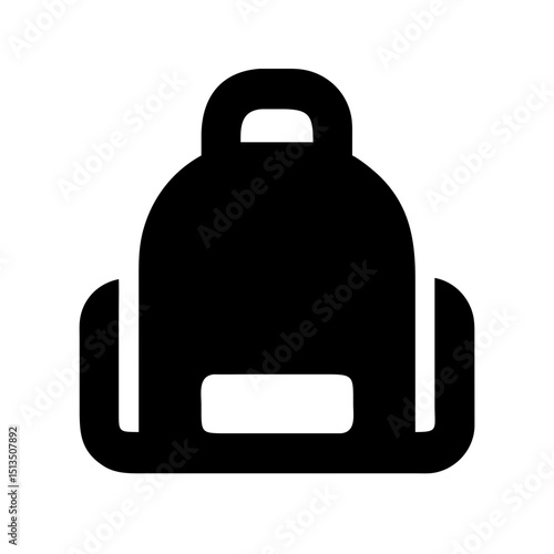 Silhouette icon of a school backpack, black vector on white background